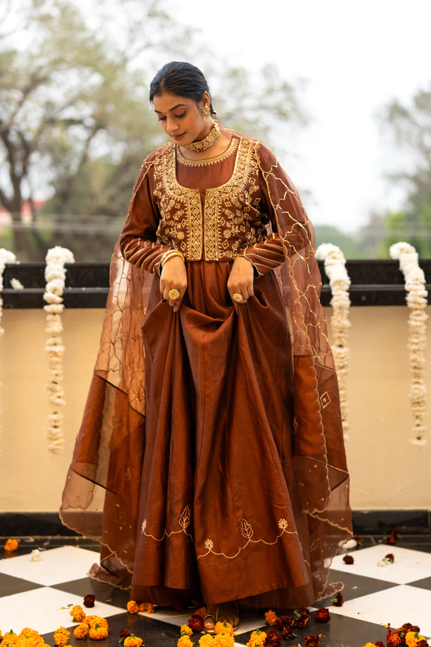 Brown anarkali set