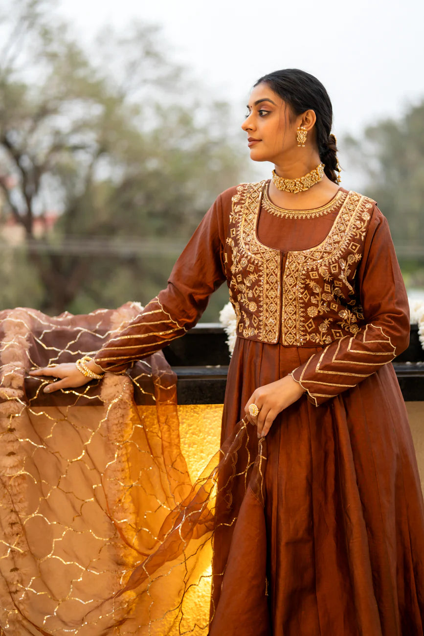 Brown anarkali set