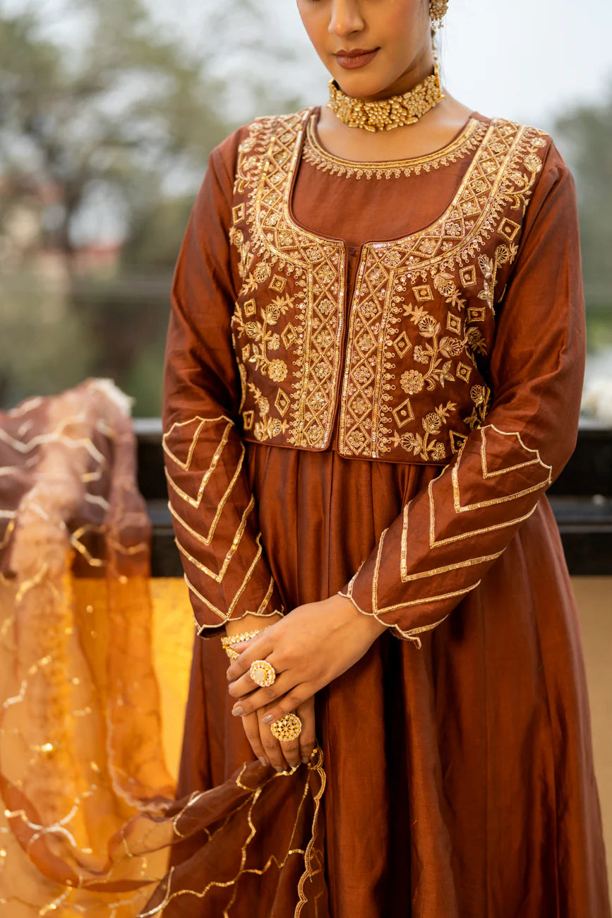 Brown anarkali set