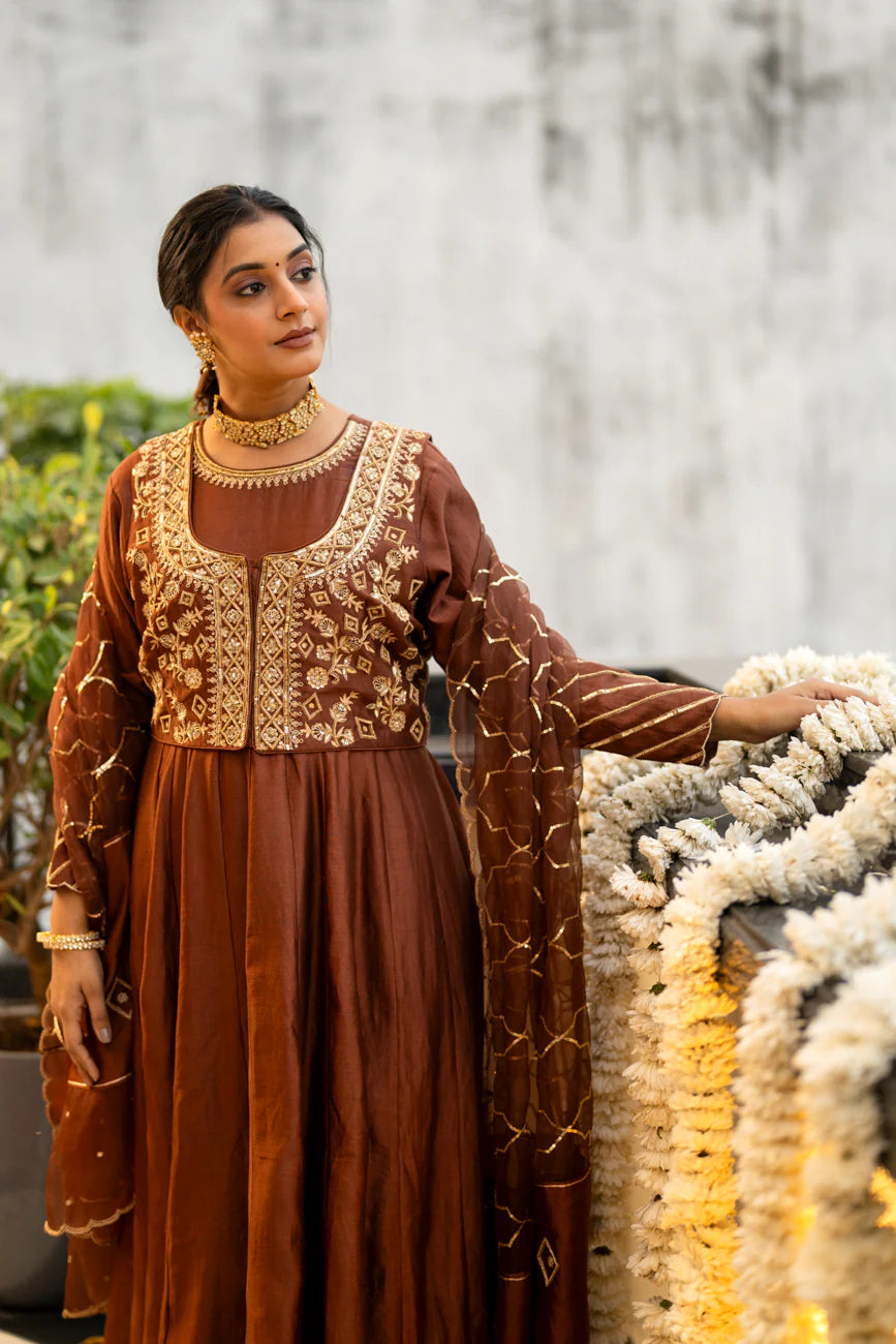 Brown anarkali set