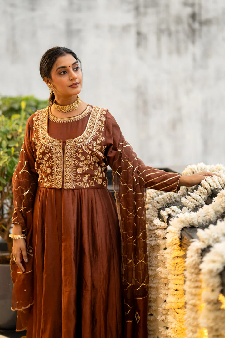 Brown anarkali set