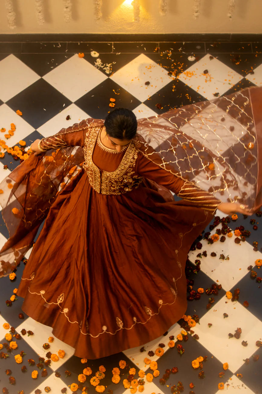 Brown anarkali set