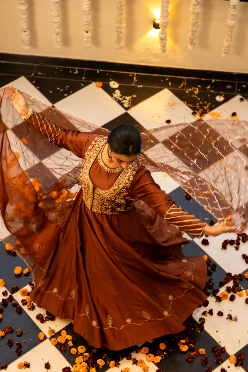 Brown anarkali set