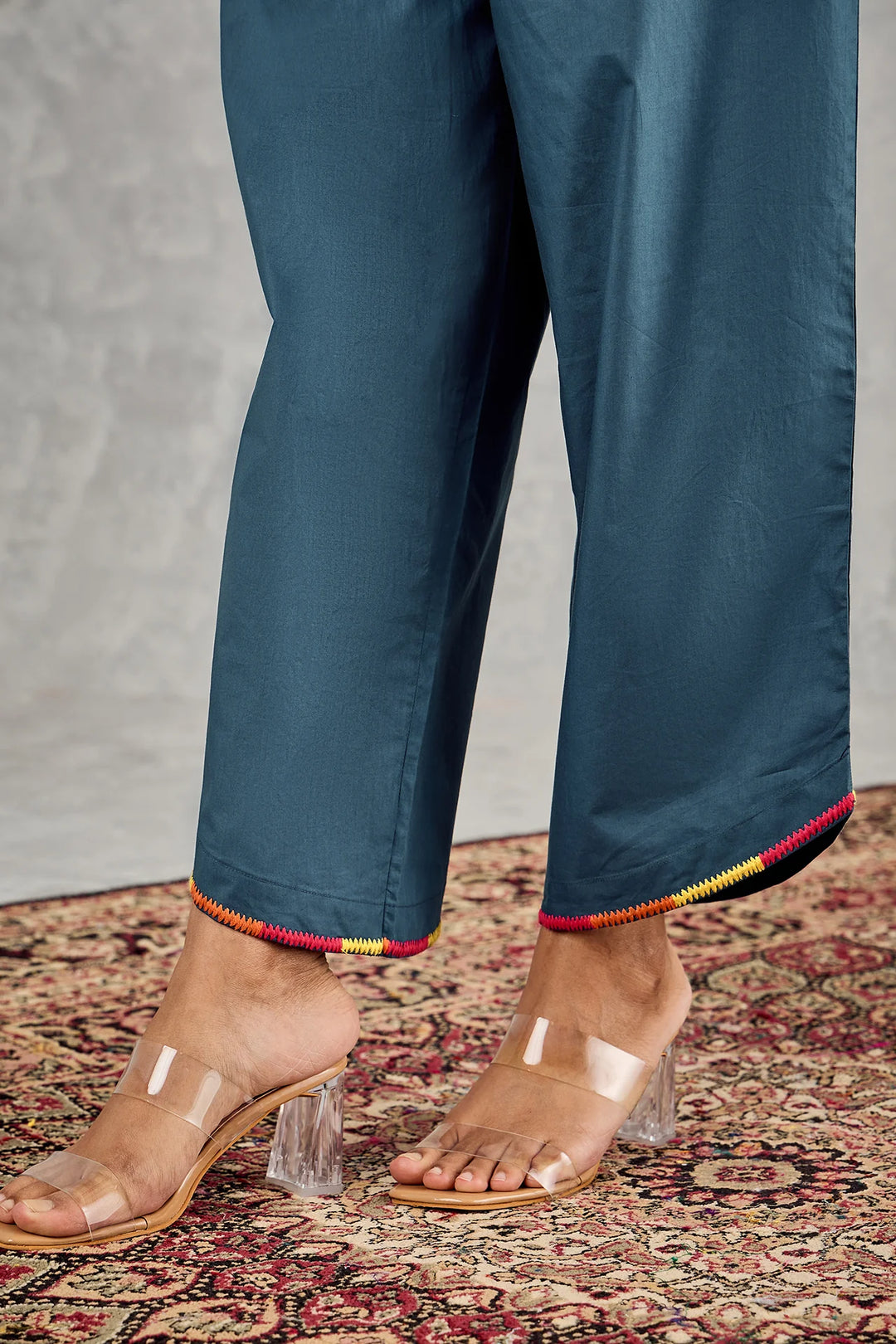 Blue Bead Embroidery Kurta Set