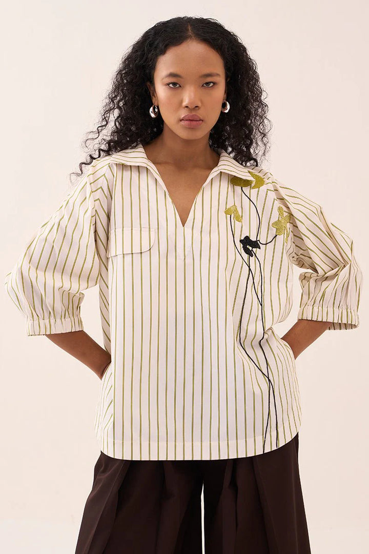 Beaded V-Neck Top