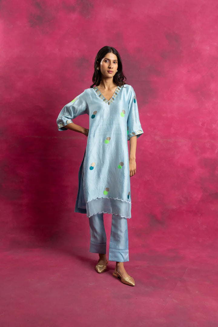 Bahar Kurta Set with Dupatta in Arctic Blue