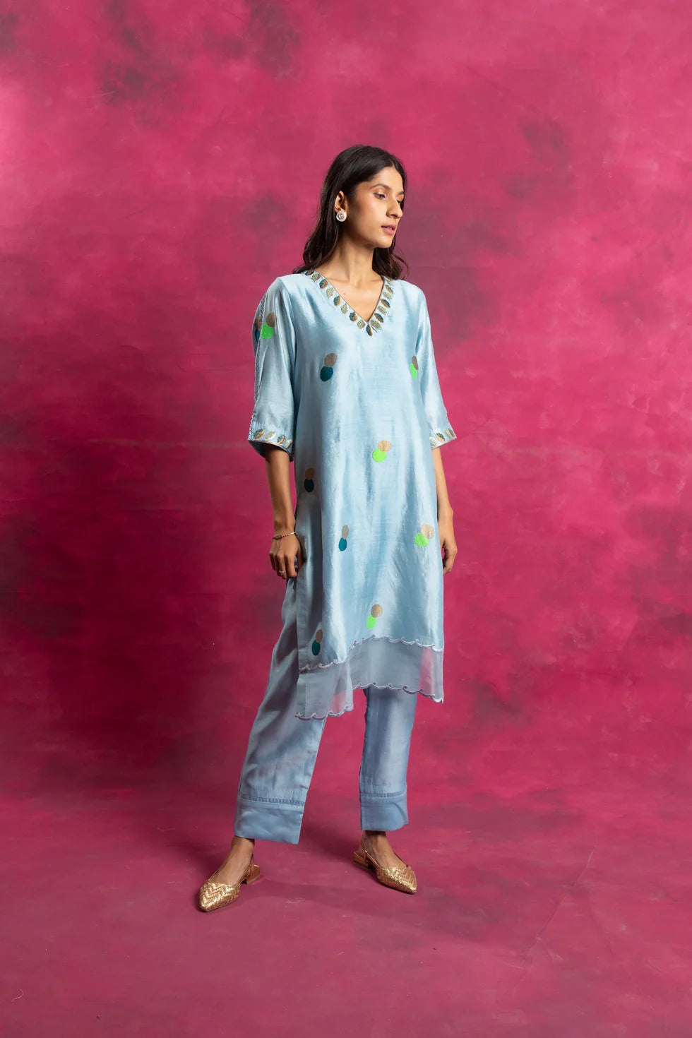 Bahar Kurta Set with Dupatta in Arctic Blue