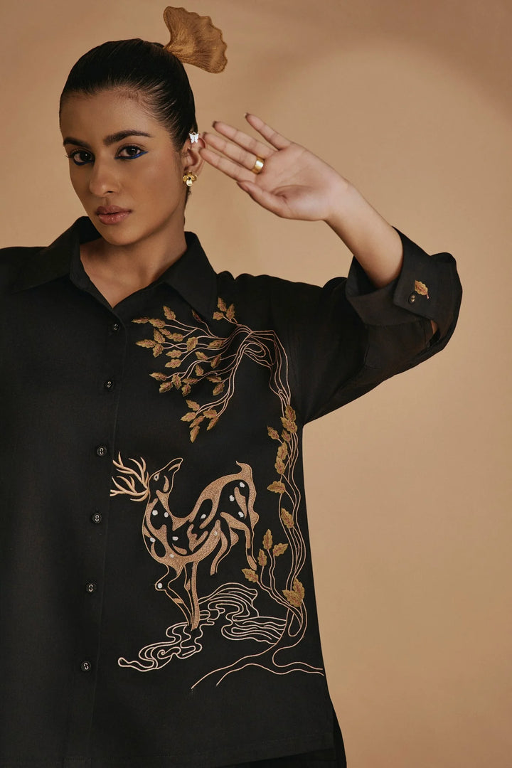 Origani Black Deer in Bloom Co-ord Set