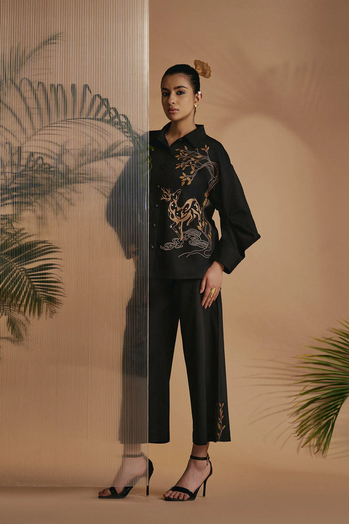 Origani Black Deer in Bloom Co-ord Set