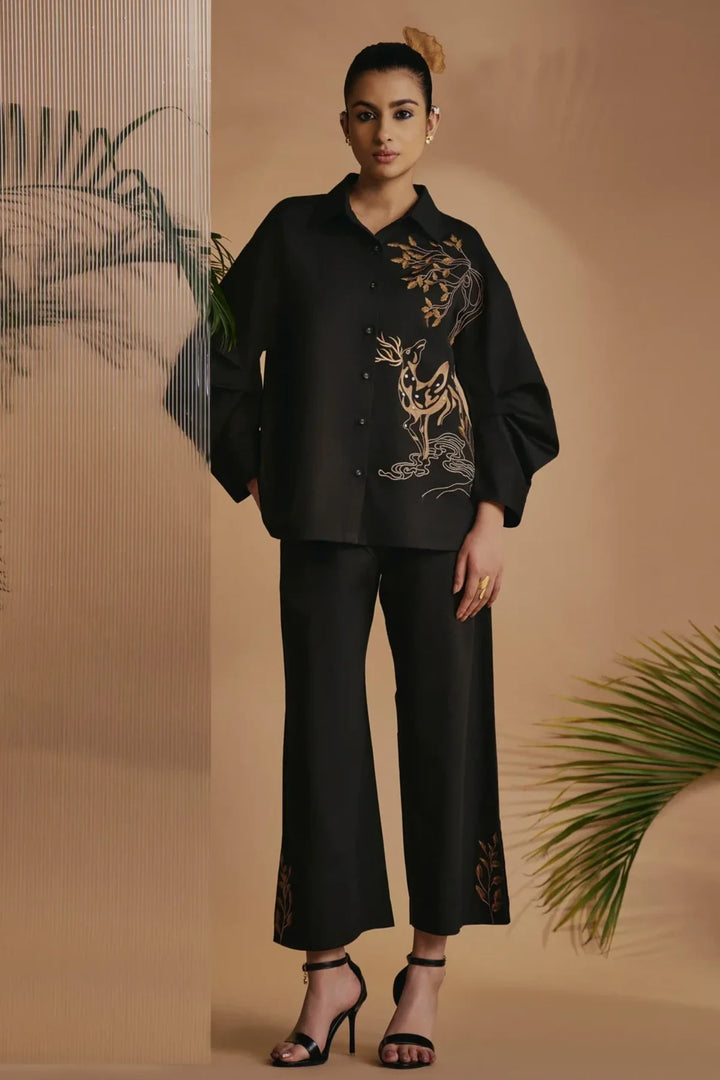 Origani Black Deer in Bloom Co-ord Set