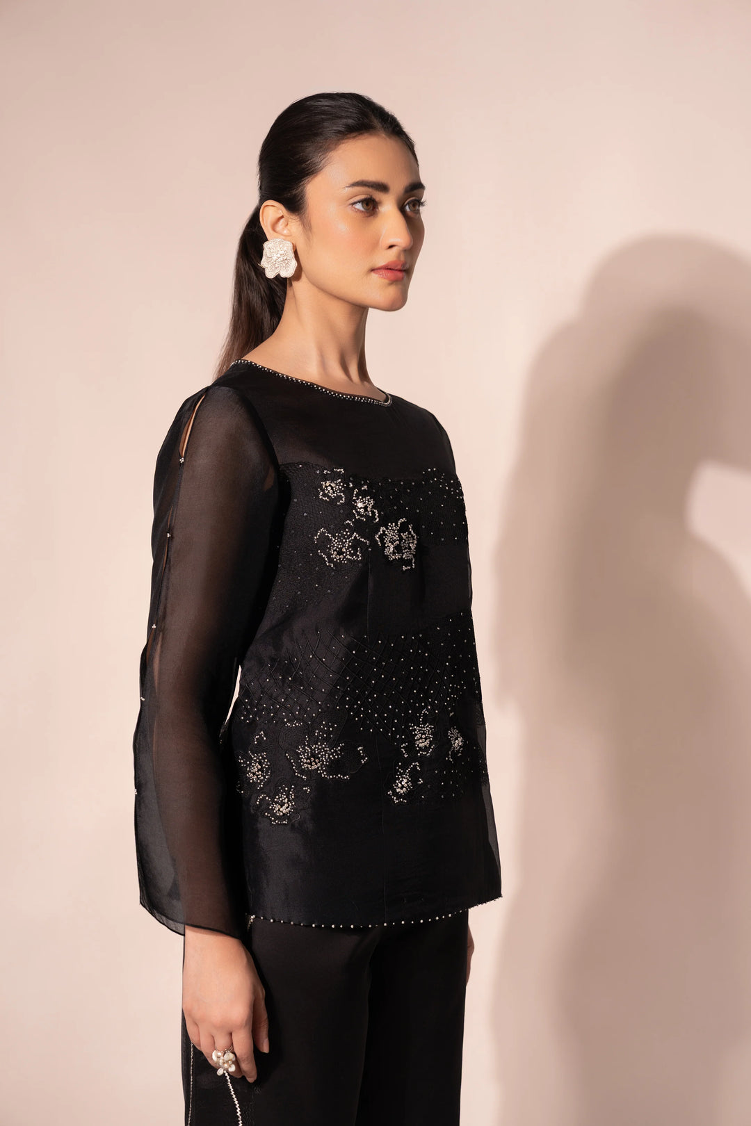 Black WaveBorne Organza Top