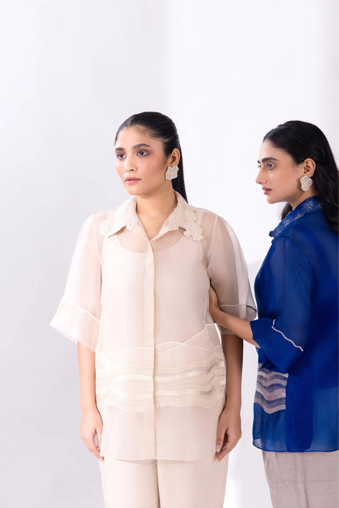Blue Organza Wave Shirt