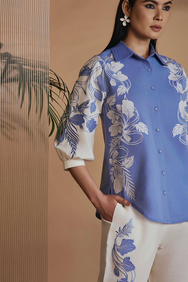 Origani Blue Ivory Petal Safari Co-ord Set