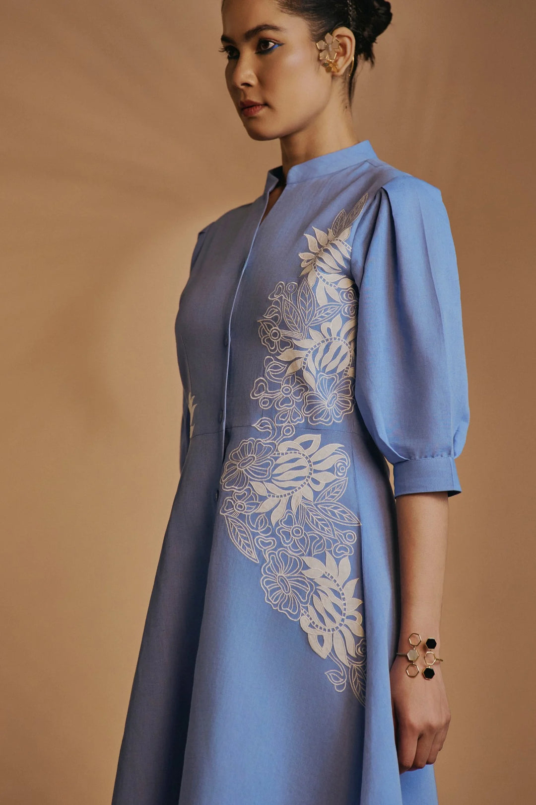 Origani Blue Fit & Flare Dress