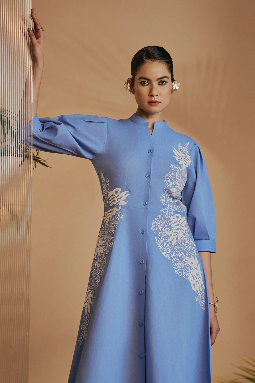 Origani Blue Fit & Flare Dress