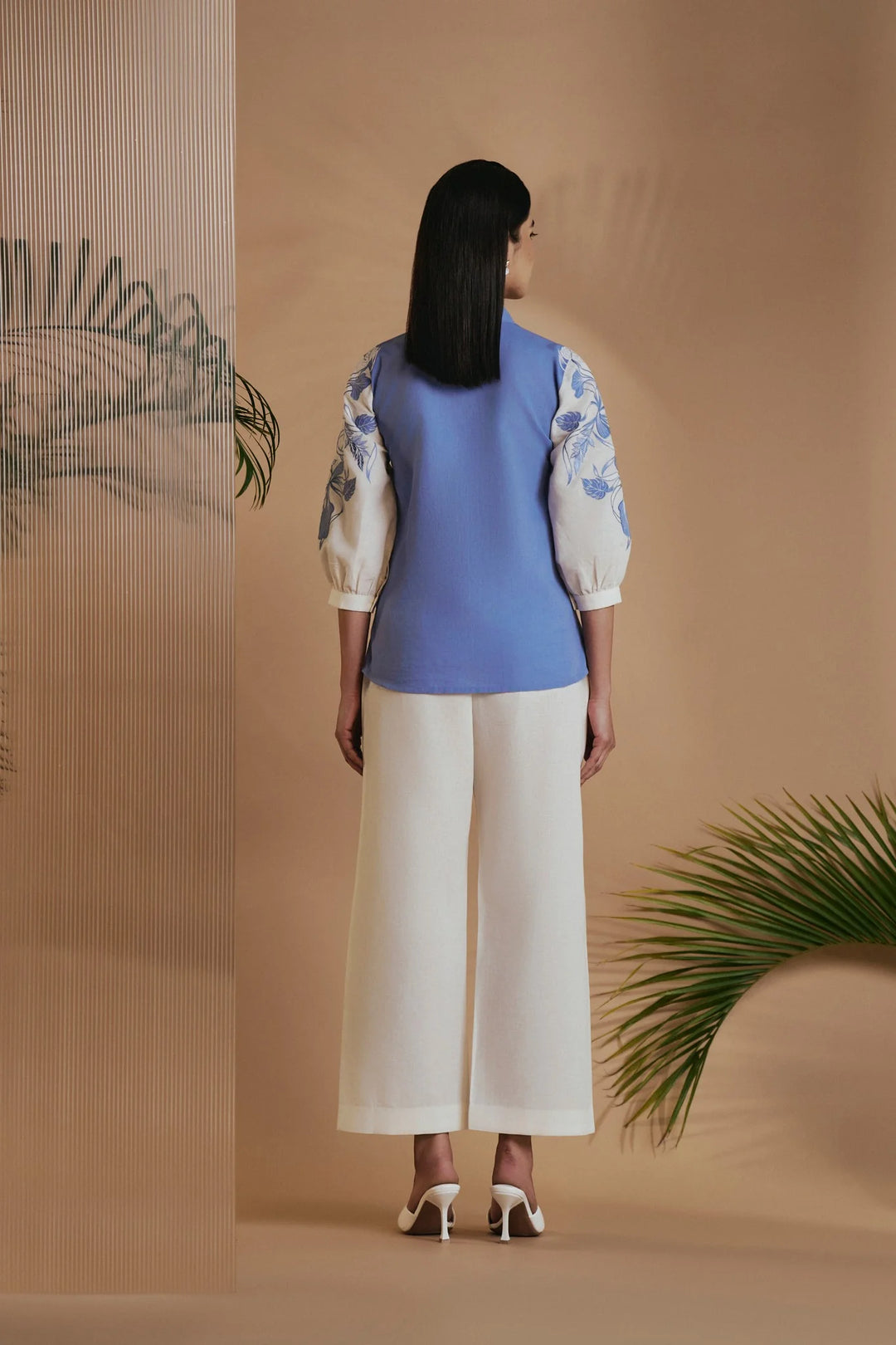Origani Blue Ivory Petal Safari Shirt