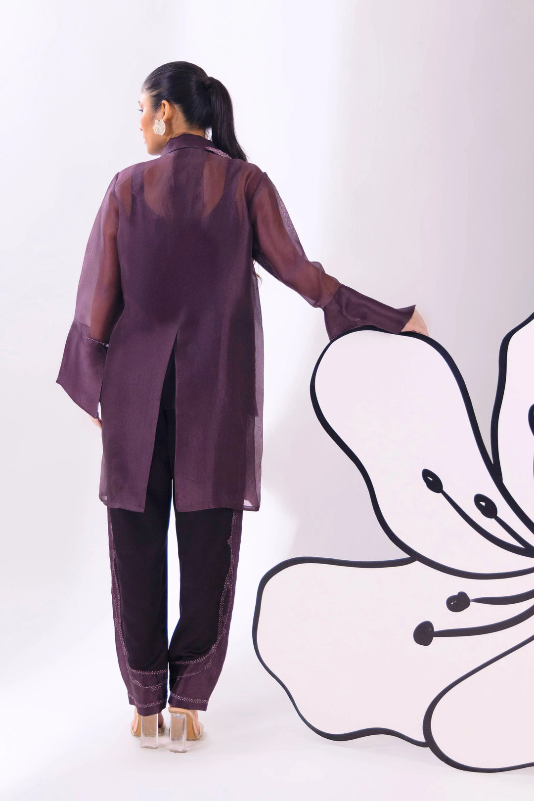 Brown Overlap Long Short Shirt
