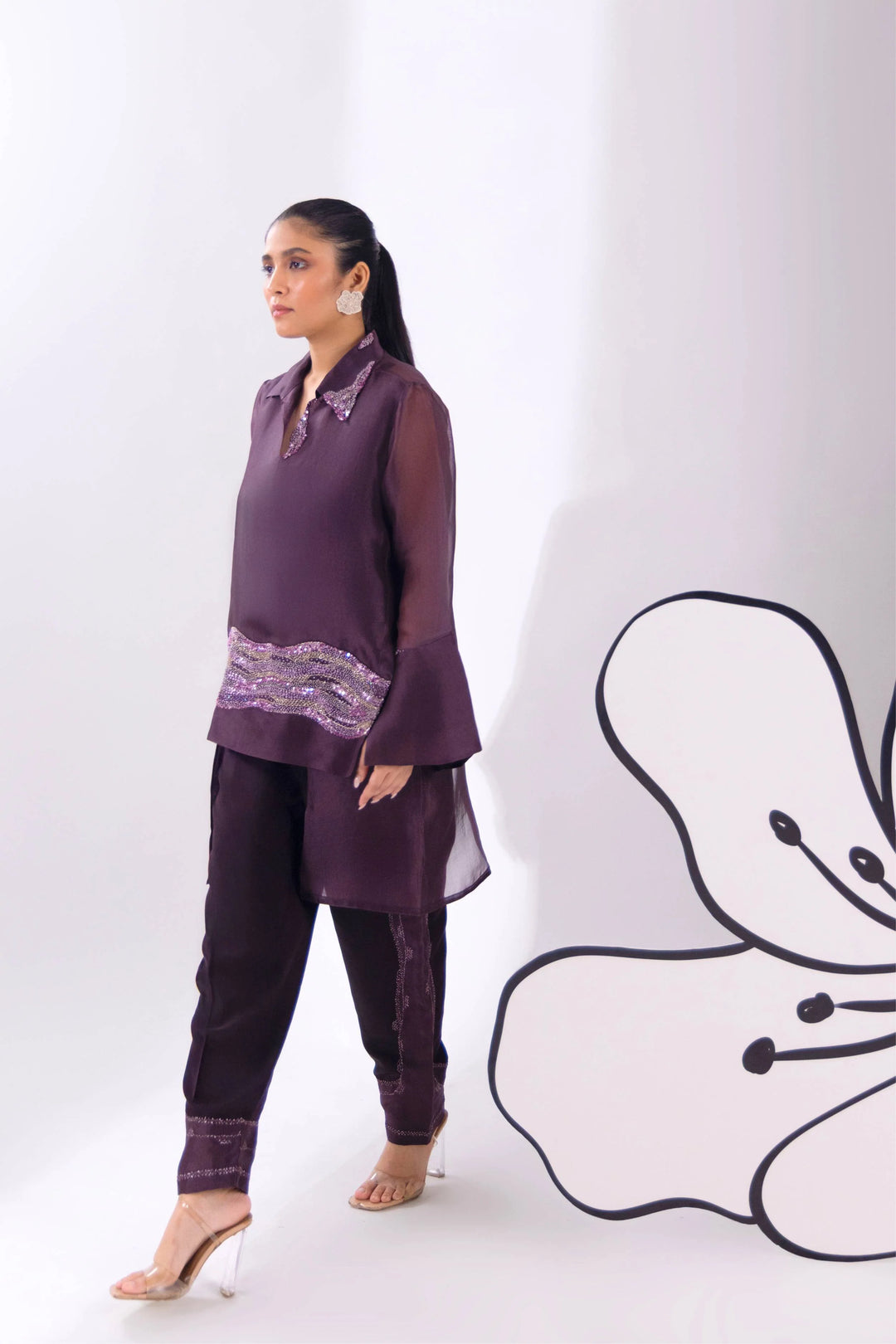 Brown Overlap Long Short Shirt