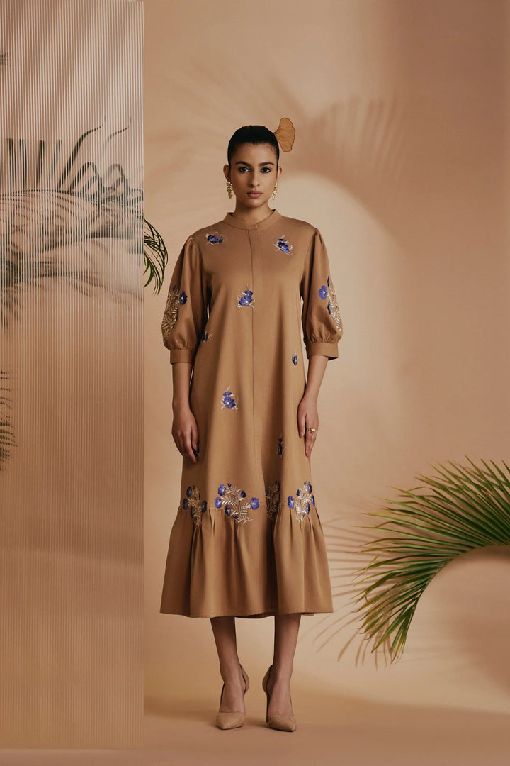 Origani Brown Savanna Midi Dress