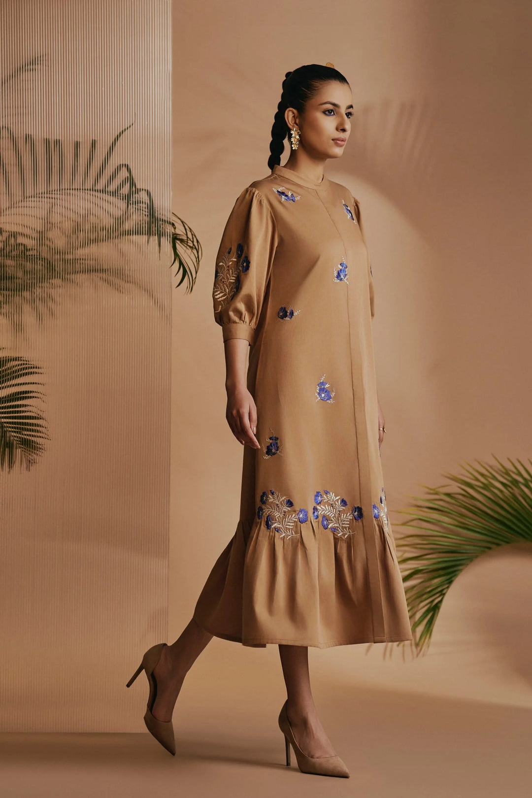 Origani Brown Savanna Midi Dress
