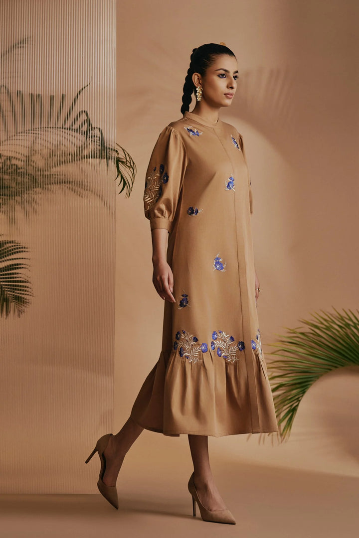 Origani Brown Savanna Midi Dress