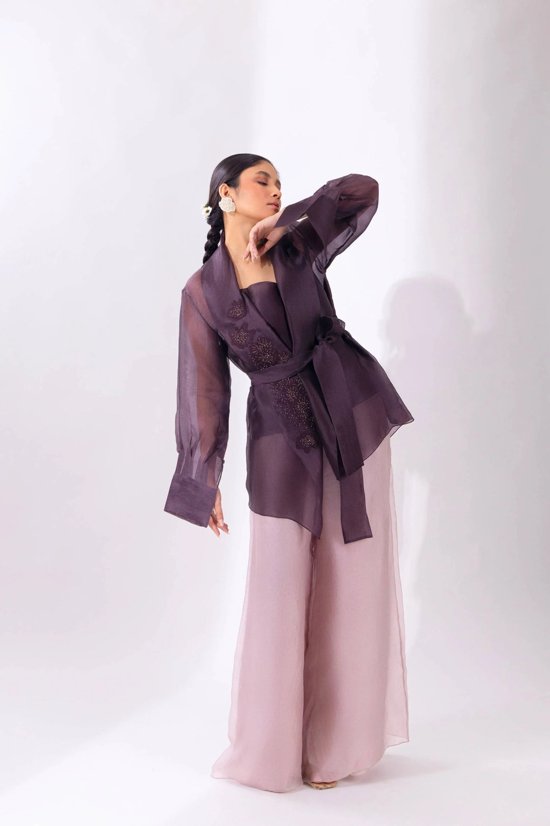 Brown Overlay Jacket With Pant