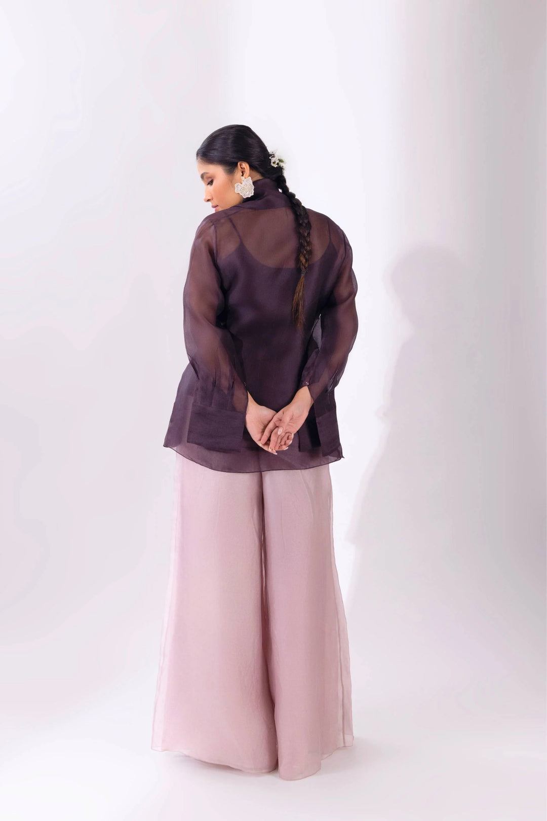 Brown Overlay Jacket With Pant