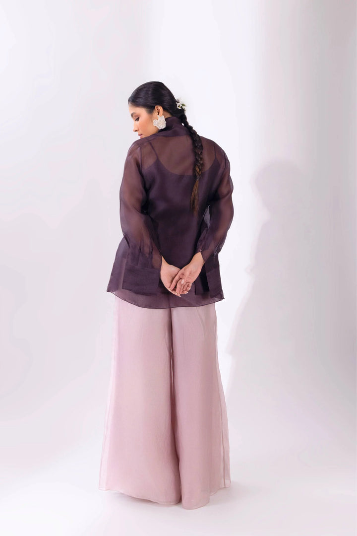 Brown Overlay Jacket With Pant