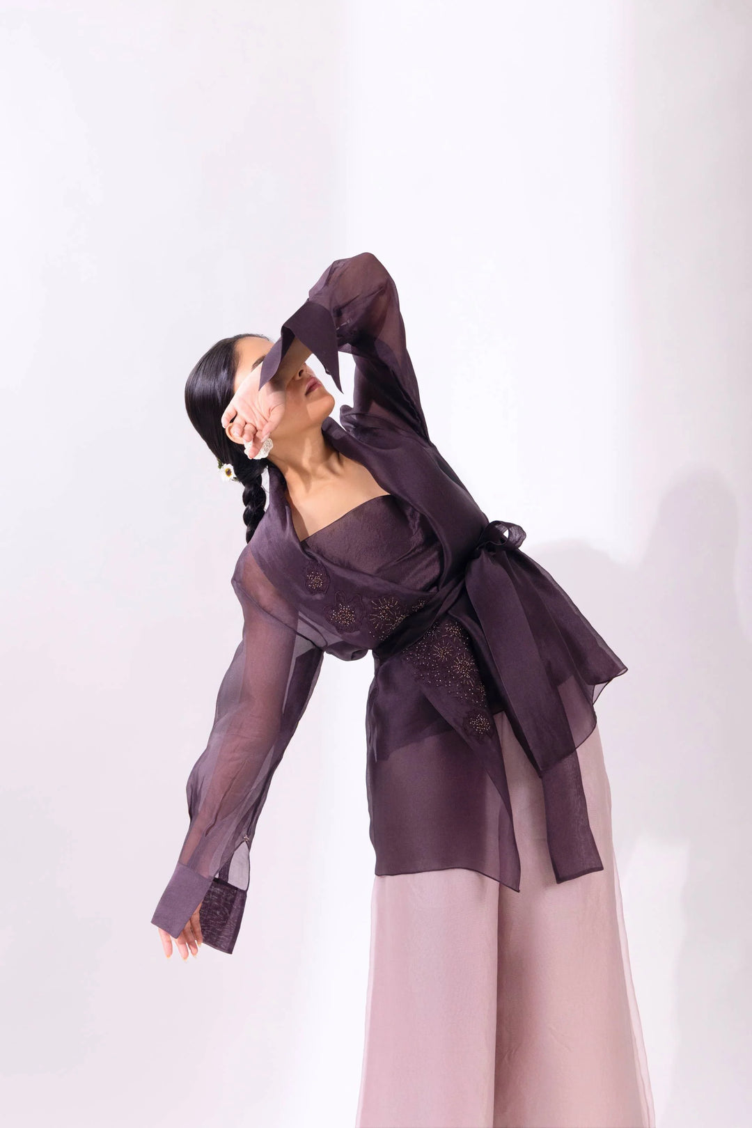Brown Overlay Jacket With Pant