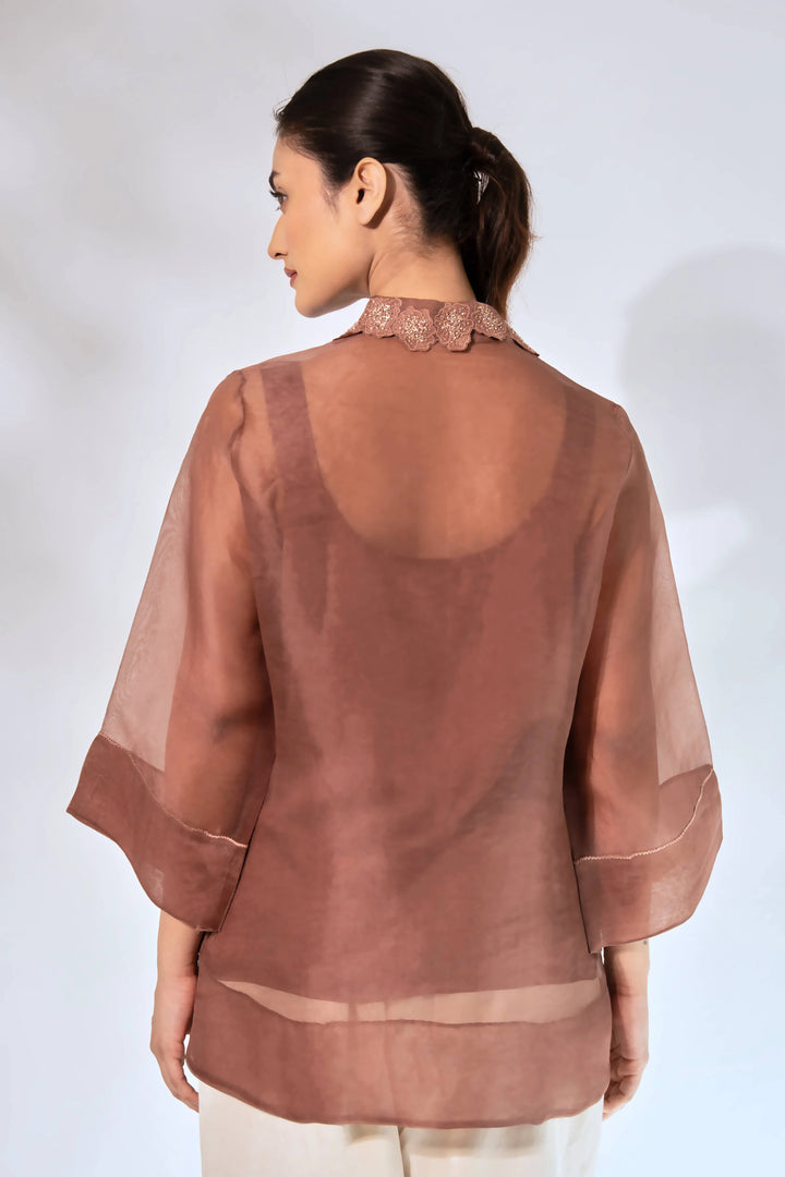 Brown WaveBorne Organza Shirt