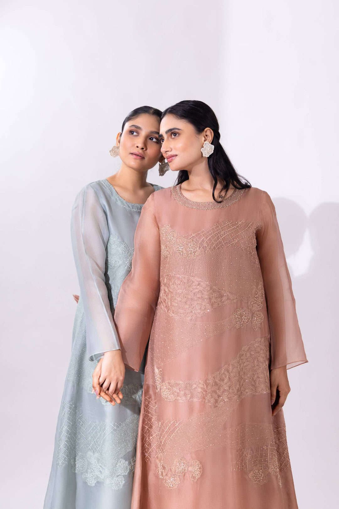 Brown A-line Organza Kurta With Pant