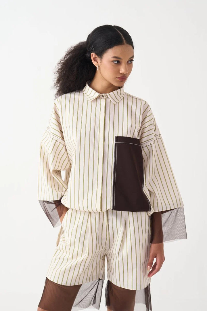 Contrast Detail Shirt Co-ord (Set of 2)