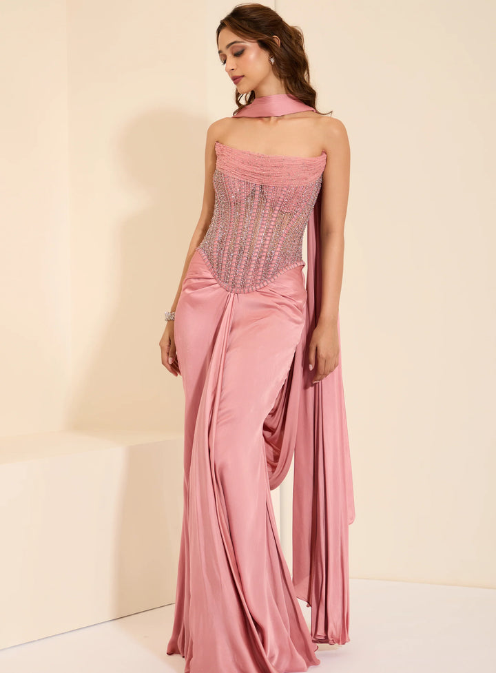 Champagne Rose Corset & Drape