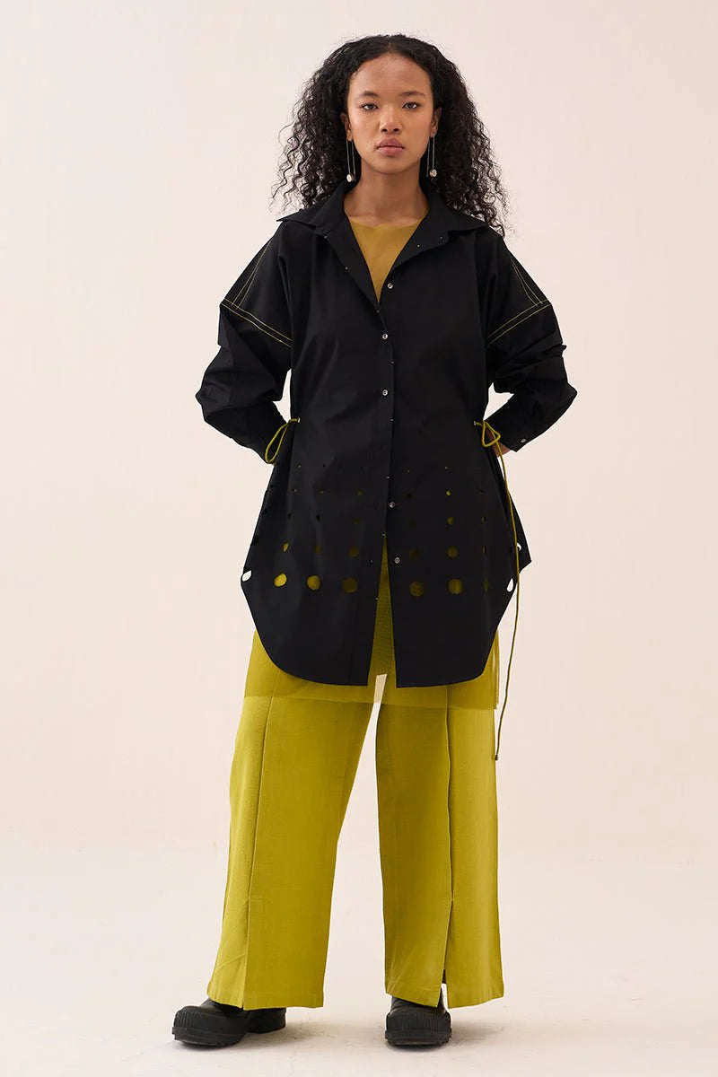 Cutout Drawstring Shirt Co-Ord (Set Of 2)