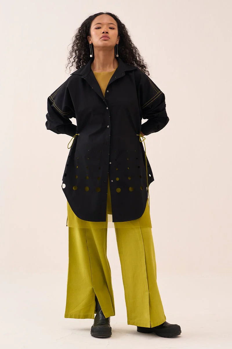 Cutout Drawstring Shirt Co-Ord (Set Of 2)