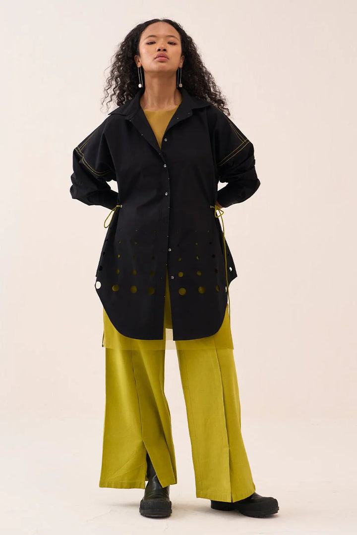 Cutout Drawstring Shirt Co-Ord (Set Of 2)