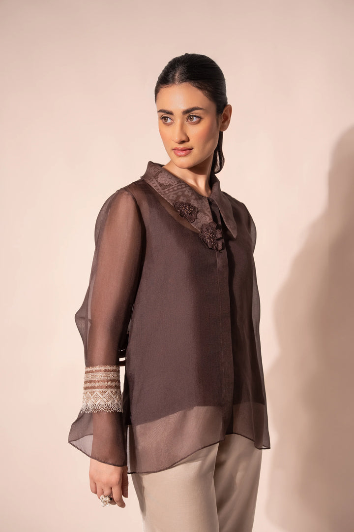 Dark Brown Long Collar Shirt