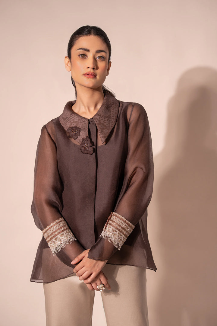 Dark Brown Long Collar Shirt