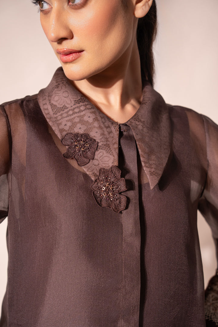 Dark Brown Long Collar Shirt
