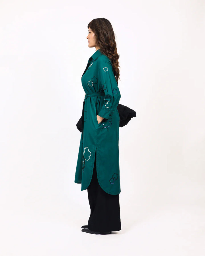 Ditsy embroidered fence shirt