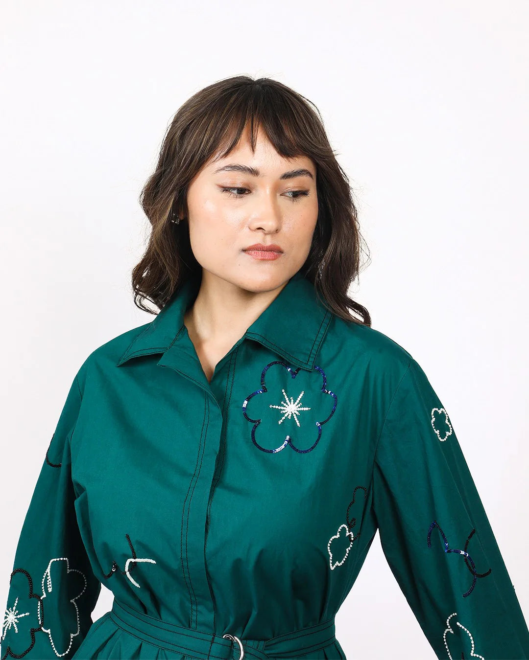 Ditsy embroidered fence shirt