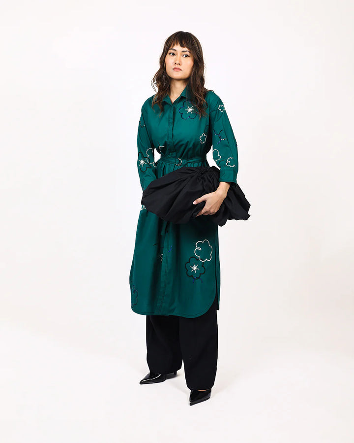 Ditsy embroidered fence shirt