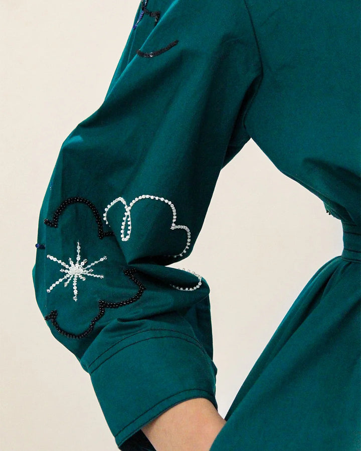 Ditsy embroidered fence shirt