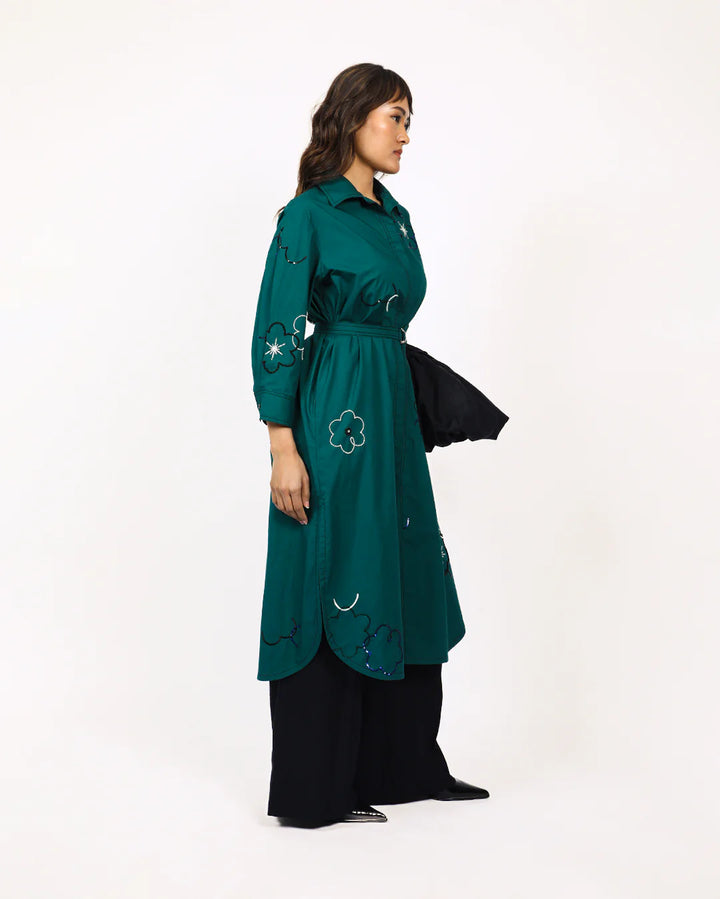 Ditsy embroidered fence shirt