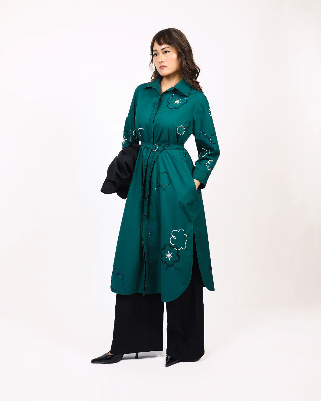 Ditsy embroidered fence shirt