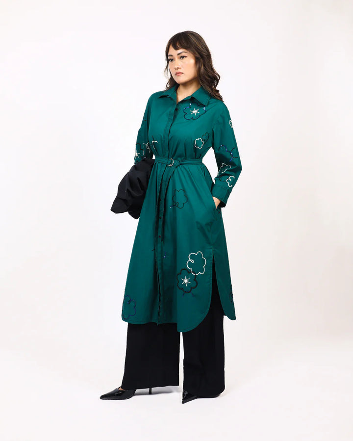 Ditsy embroidered fence shirt