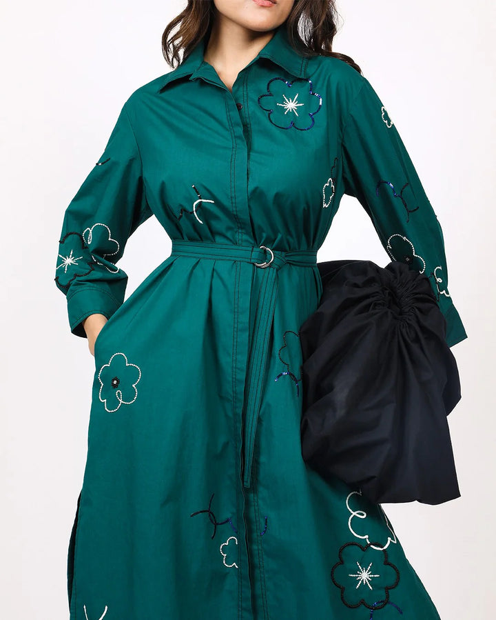 Ditsy embroidered fence shirt