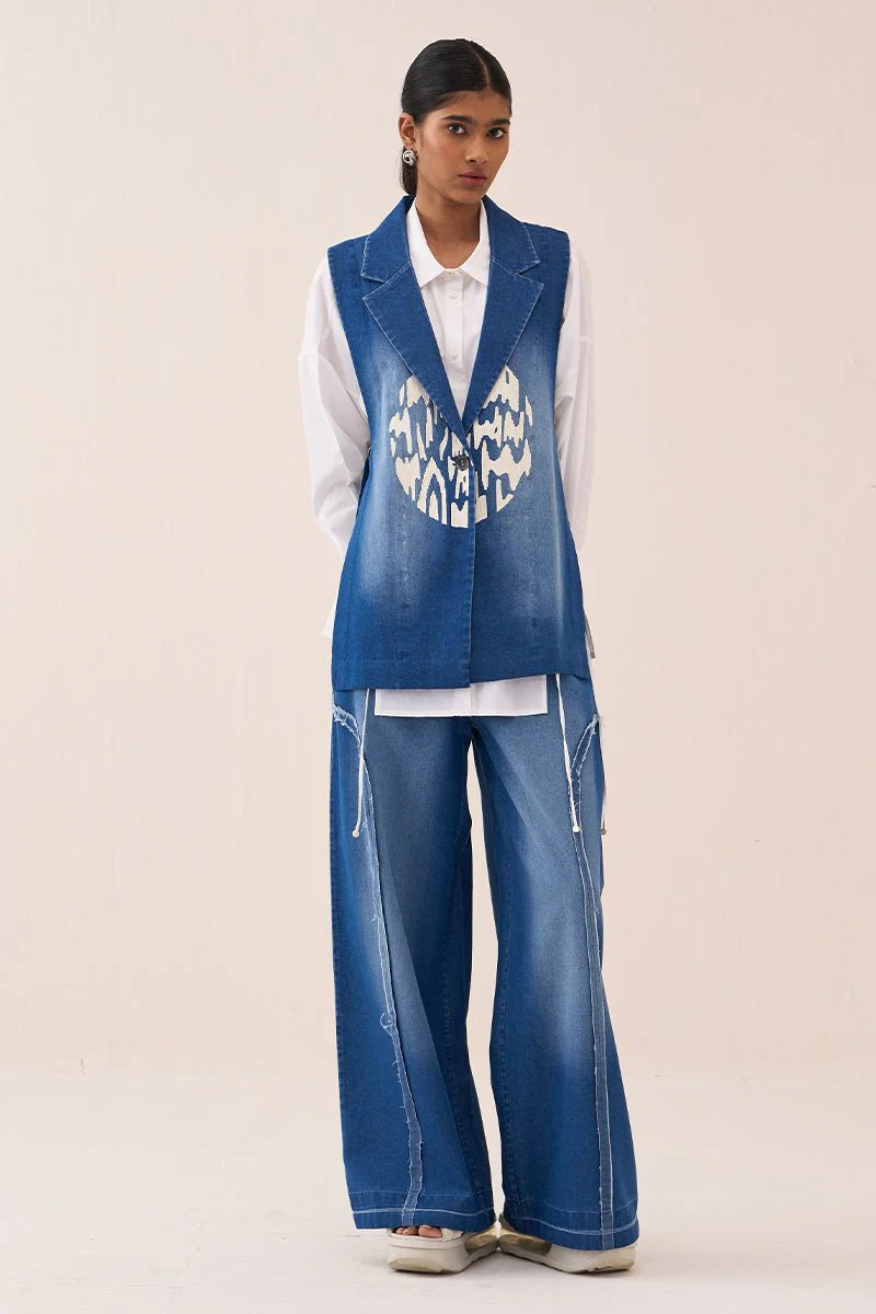 Denim Circle Waistcoat Co-Ord (Set Of 3)