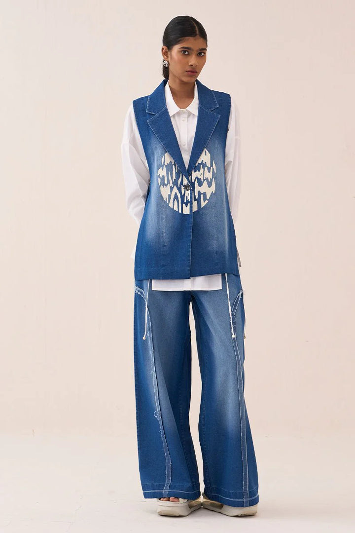 Denim Circle Waistcoat Co-Ord (Set Of 3)