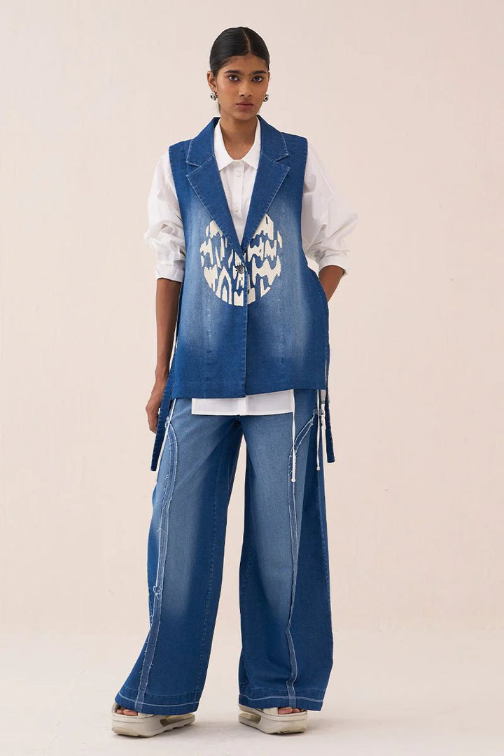 Denim Circle Waistcoat Co-Ord (Set Of 3)